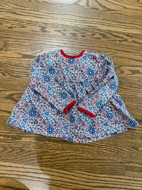 James & Lottie 2T Girls' Evie Floral Long-Sleeve Top with Red Trim